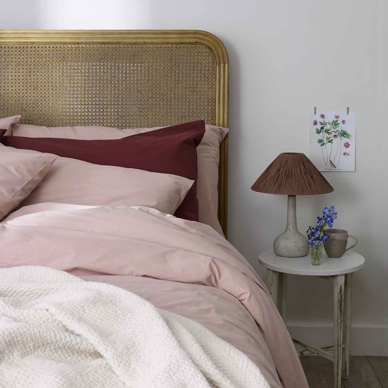 Premium French Rose Washed Cotton Percale Pillowcases (Set of 2) - Soft Luxury Bedding for Master Bedroom, Guest Room & Hotel Use