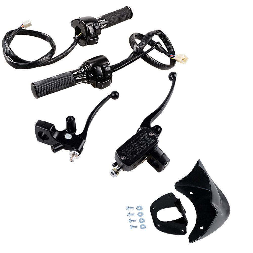 Harley Dyna Motorcycle Accessories Kit - Horn, Turn Signal, Headlight Switch w/Harness, Brake Clutch Levers, 1