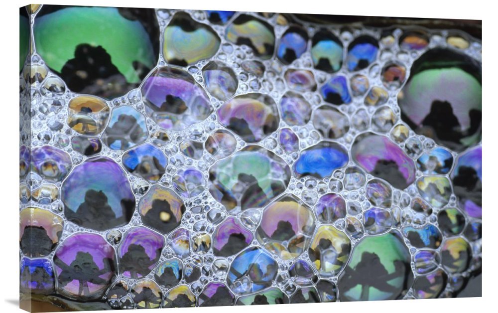 Tim Fitzharris Rainbow Colored Bubbles California Canvas Wall Art Print - Gallery Wrap Giclee on Canvas - Vibrant Home & Office Decor for Living Room, Bedroom, or Office