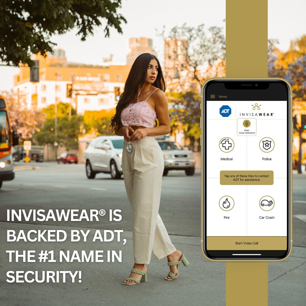 Invisawear Smart Jewelry - Personal Safety Alarm Necklace for Women - Emergency SOS Button with GPS Tracking for Outdoor Activities, Travel & Night Safety