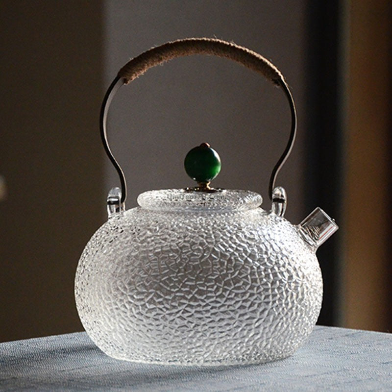 Premium Glass Teapot with Ice Block Design - 40oz Large Capacity for Loose Leaf Tea, Herbal Tea & Iced Tea - Perfect for Home, Office & Tea Party Use