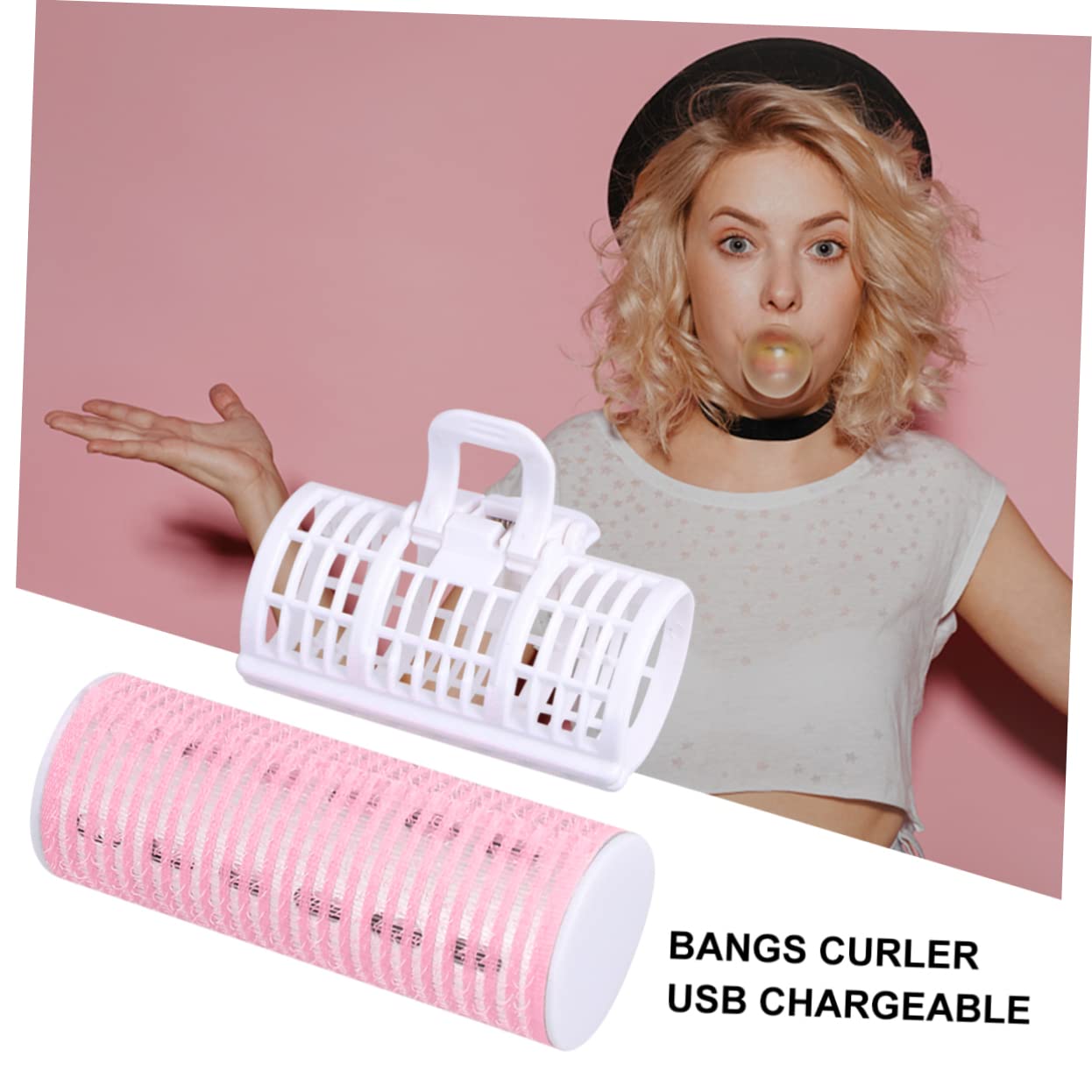 Minkissy Cordless Heated Hair Curlers - Lightweight Portable Hair Rollers for Women, Pink Hair Styling Crimpers | Perfect for Travel, Home Use & Salon Styling
