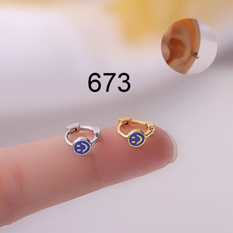 18K Gold Cartilage Hoop Earrings with Cute Emoji Charms - Dainty Cartilage Piercing Jewelry for Women - Perfect for Everyday Wear & Gift Giving