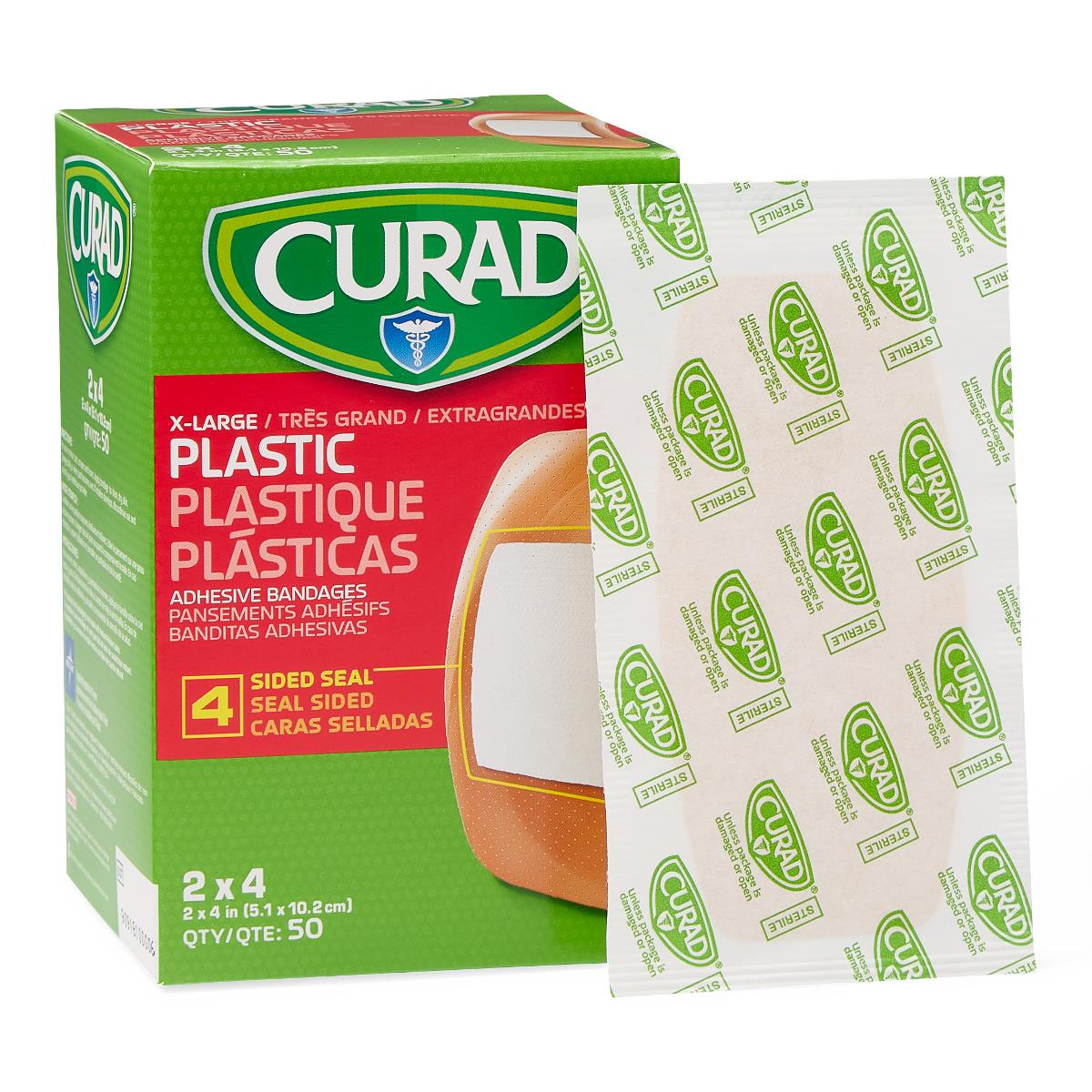 XL Plastic Adhesive Bandages 2 x 4 Inches - Box of 50 | Waterproof Wound Cover for First Aid, Sports Injuries & Everyday Cuts
