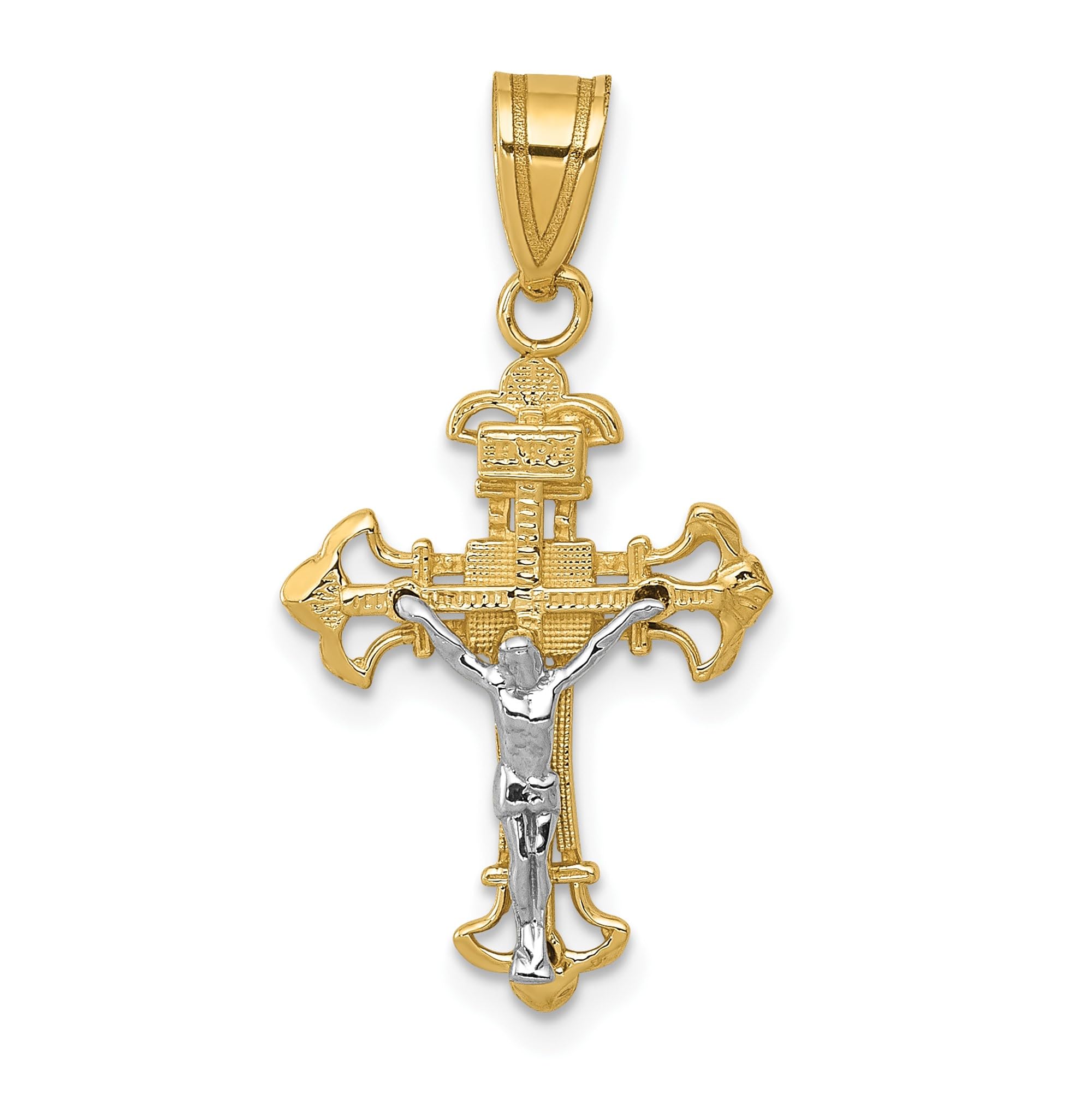 14K Solid Two Tone Gold Jesus Christ Crucifix Pendant Necklace - Religious Cross Charm for Women & Men - Perfect for Baptism, First Communion, Confirmation & Daily Wear