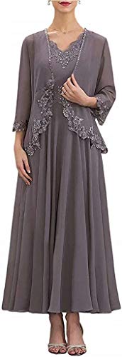 Elegant Women's Chiffon Tea-Length Mother of the Bride Dress with Lace Applique - Perfect for Wedding, Prom & Evening Gowns - Formal Occasions & Special Events