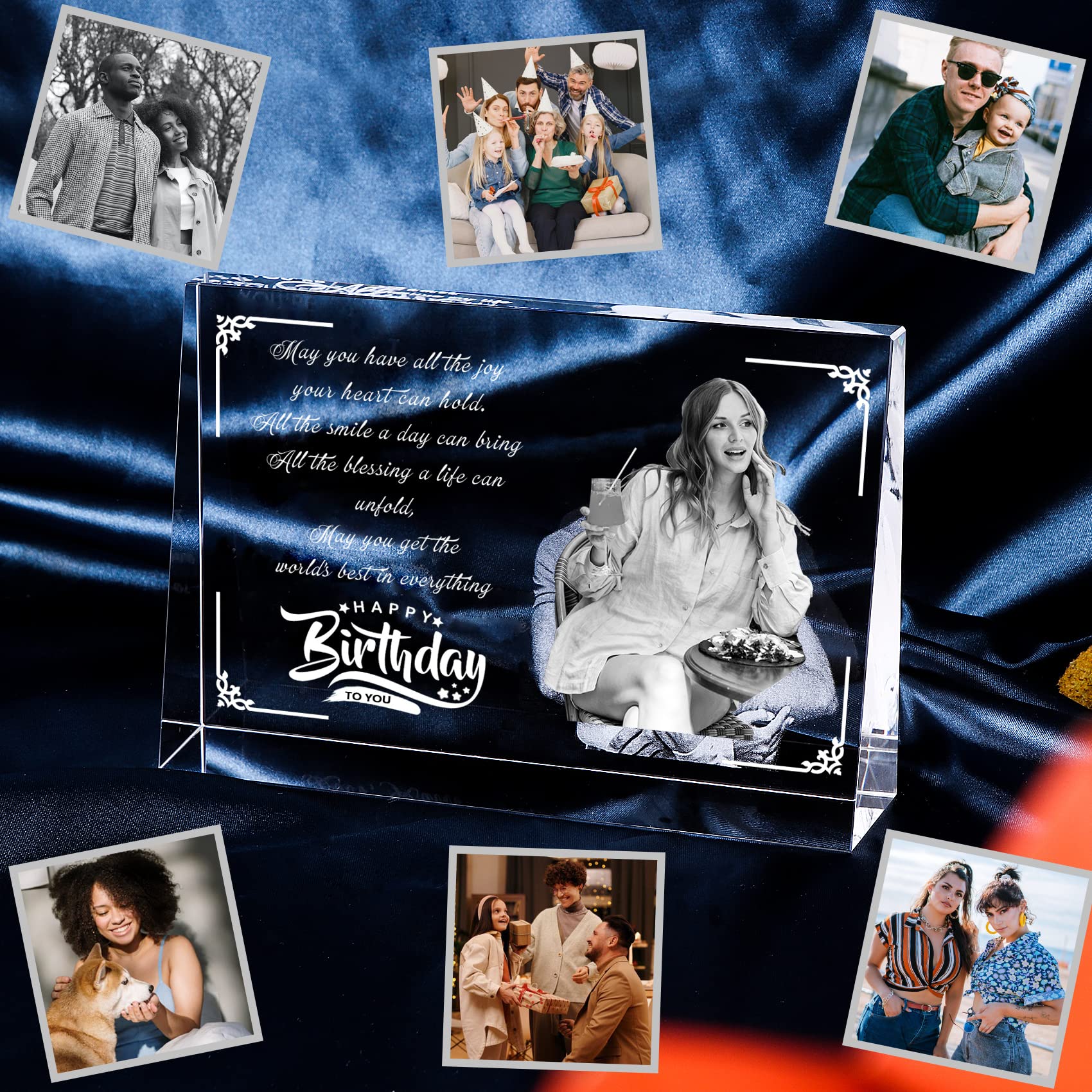 Personalized Crystal Photo Keepsake & Paperweight - Custom Laser Etched Birthday Gift for Women, Best Friend, Sister, Mom or Wife | Unique Friendship Present for Anniversary, Wedding, Mother's Day | Office Desk Decor & Sentimental Home Decoration