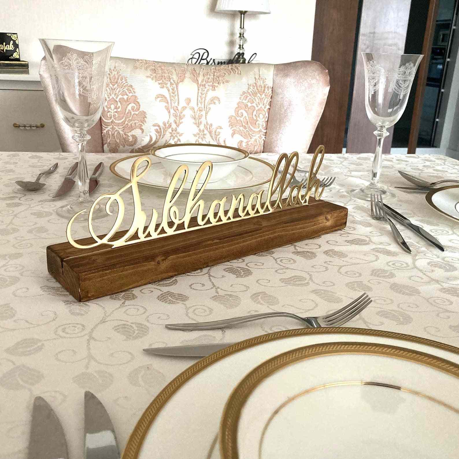 Bismillah Subhanallah Alhamdulillah MashaAllah AllahuAkbar Islamic Calligraphy Tabletop Decor - Arabic Prayer Wall Art for Home, Office & Mosque Decorations