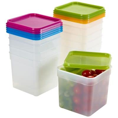 Lakeland 10-Piece Stackable Food Storage Containers Set - 1.2L Capacity with Colorful Lids, Space-Saving Nesting Design for Pantry & Kitchen Organization | Ideal for Meal Prep, Leftovers & Dry Food Storage
