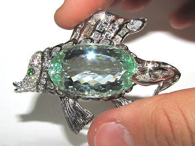 57.37CT GIA Certified Natural Green Beryl Fish Brooch Pendant - Elegant Jewelry for Women, Perfect for Weddings, Parties & Special Occasions