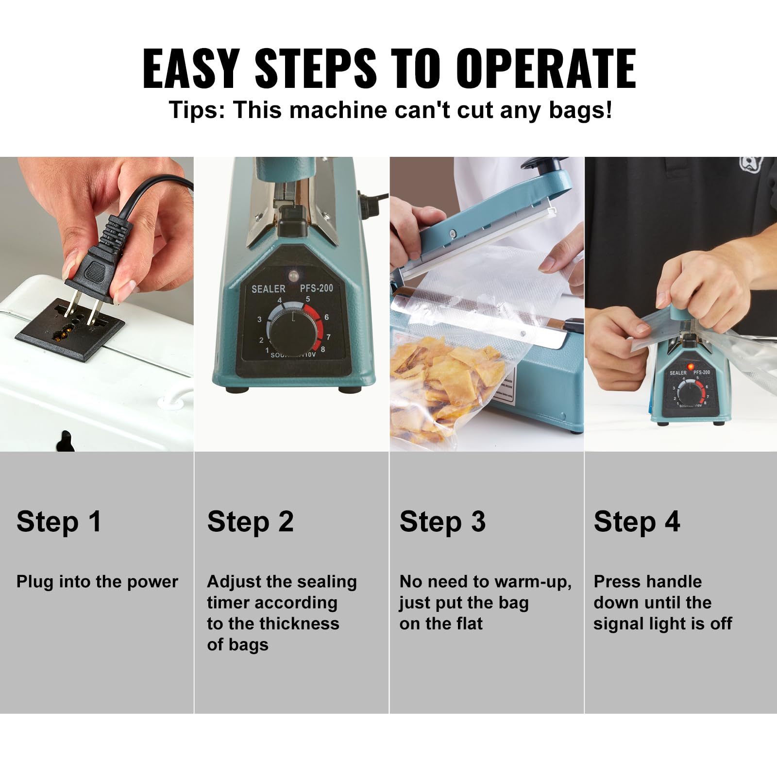 VEVOR 12 Inch Manual Impulse Sealer - Adjustable Heat Sealing Machine for Plastic, Mylar, PE & PP Bags | Portable Poly Bag Sealer with Extra Replacement Kit | Ideal for Food Packaging, Retail & Warehouse Use