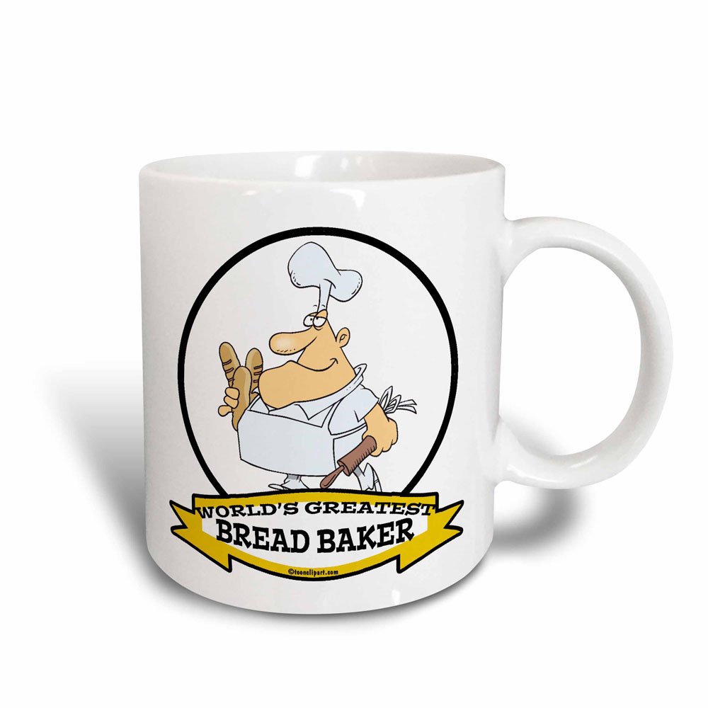Funny World's Greatest Bread Baker Cartoon Magic Transforming Mug - 11 Oz Heat-Activated Color Changing Coffee Cup for Baking Enthusiasts & Gift Ideas