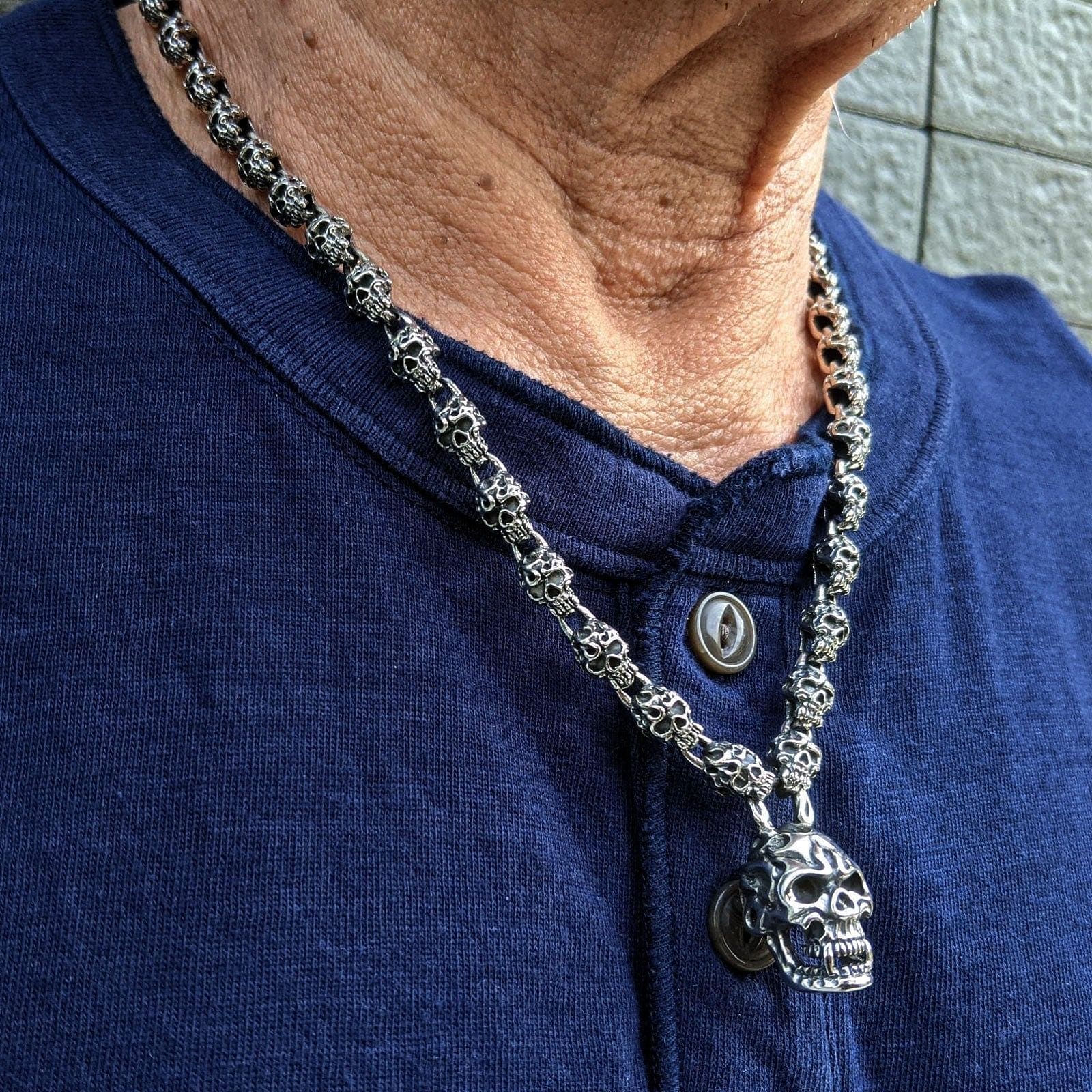 Flaming Skull Sterling Silver Biker Necklace for Men - Gothic Punk Jewelry - Perfect for Motorcycle Riders, Rock Concerts & Edgy Fashion