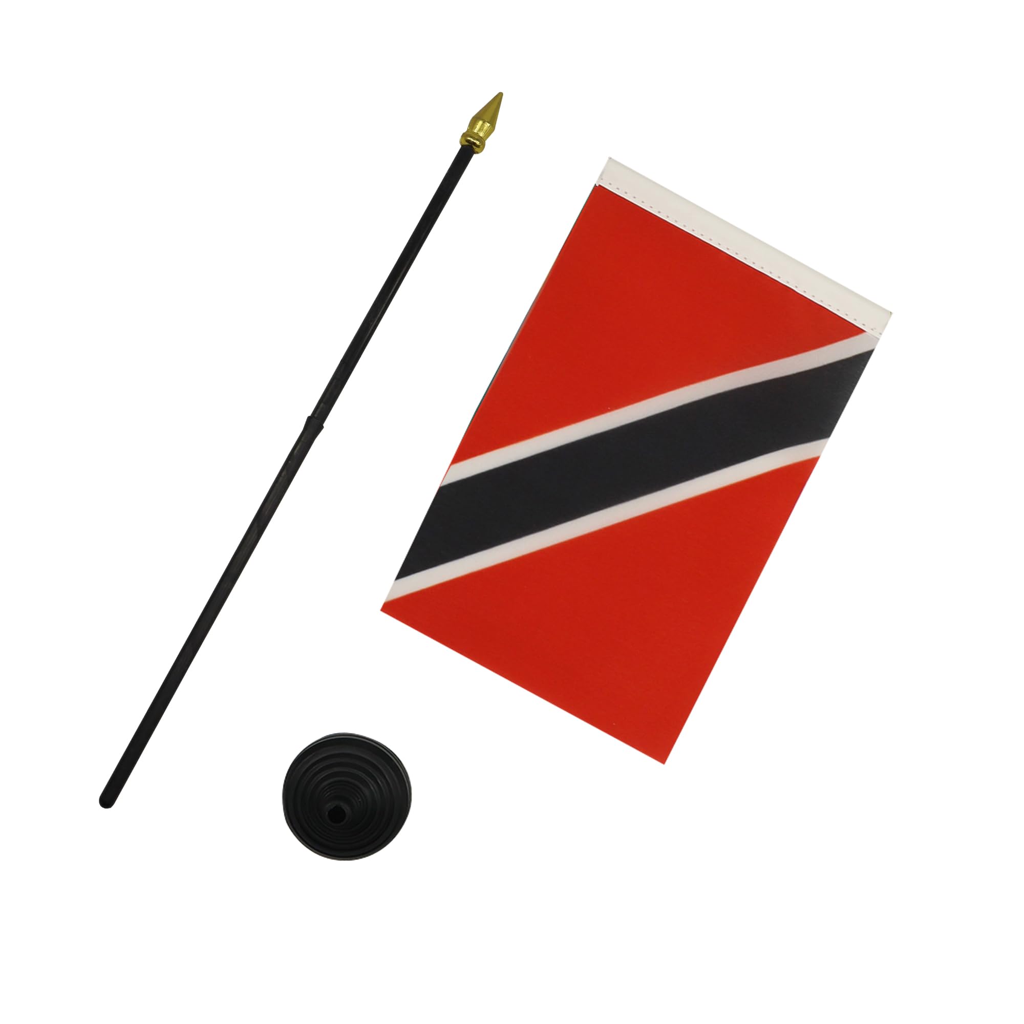 AZ FLAG Trinidad and Tobago Mini Desk Flag 4'' x 6'' - 100% Polyester Office Banner with 10'' Golden Spear Pole - Perfect for Home, Office & School Decor, International Events & National Pride Displays