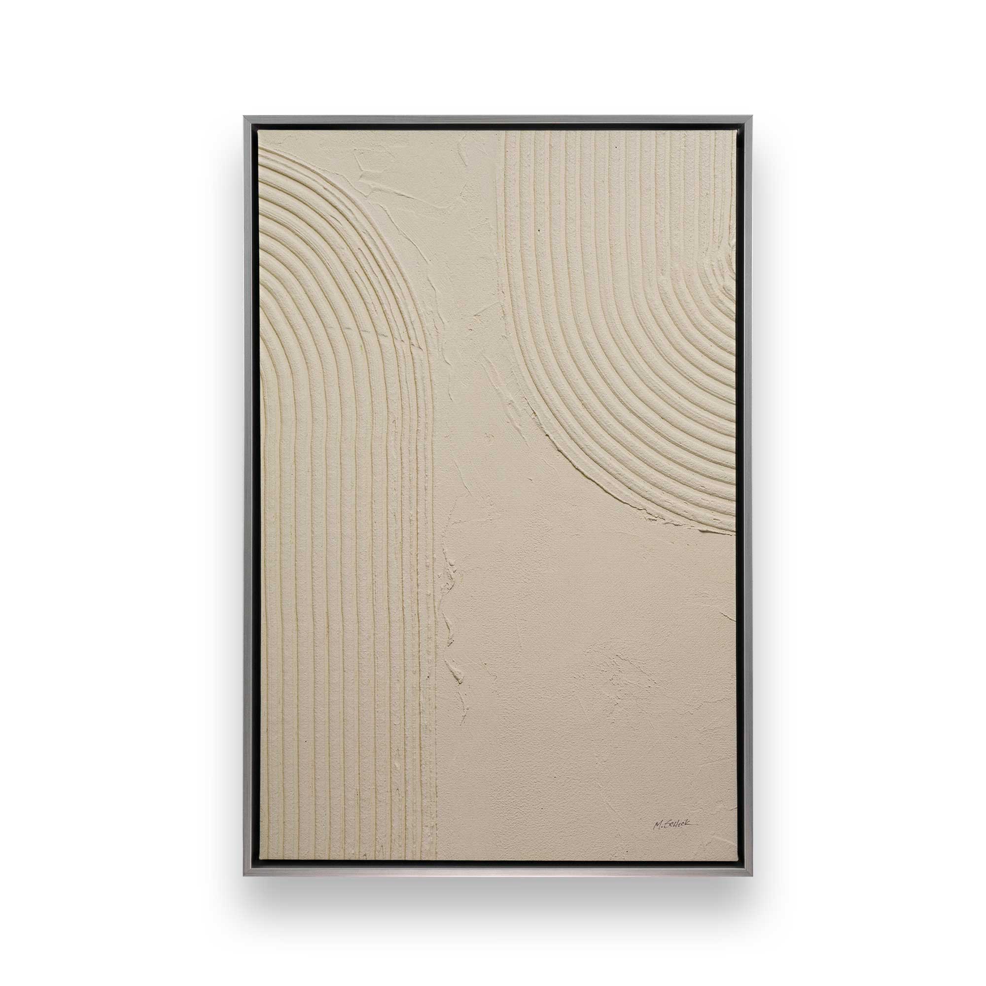 Beige Abstract Echoed Curves Canvas Wall Art Print - Modern Home Decor for Living Room, Bedroom & Office