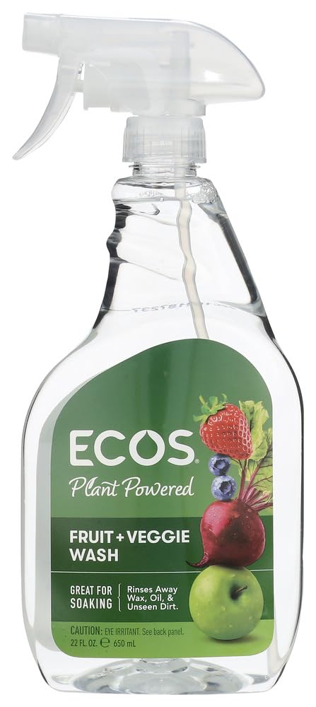 Earth Friendly Products Fruit & Vegetable Wash - 22 fl oz Natural Produce Cleaner | Removes Pesticides, Wax & Dirt | Safe for Organic Fruits & Veggies | Perfect for Pre-Washing Berries, Leafy Greens & Family Meals