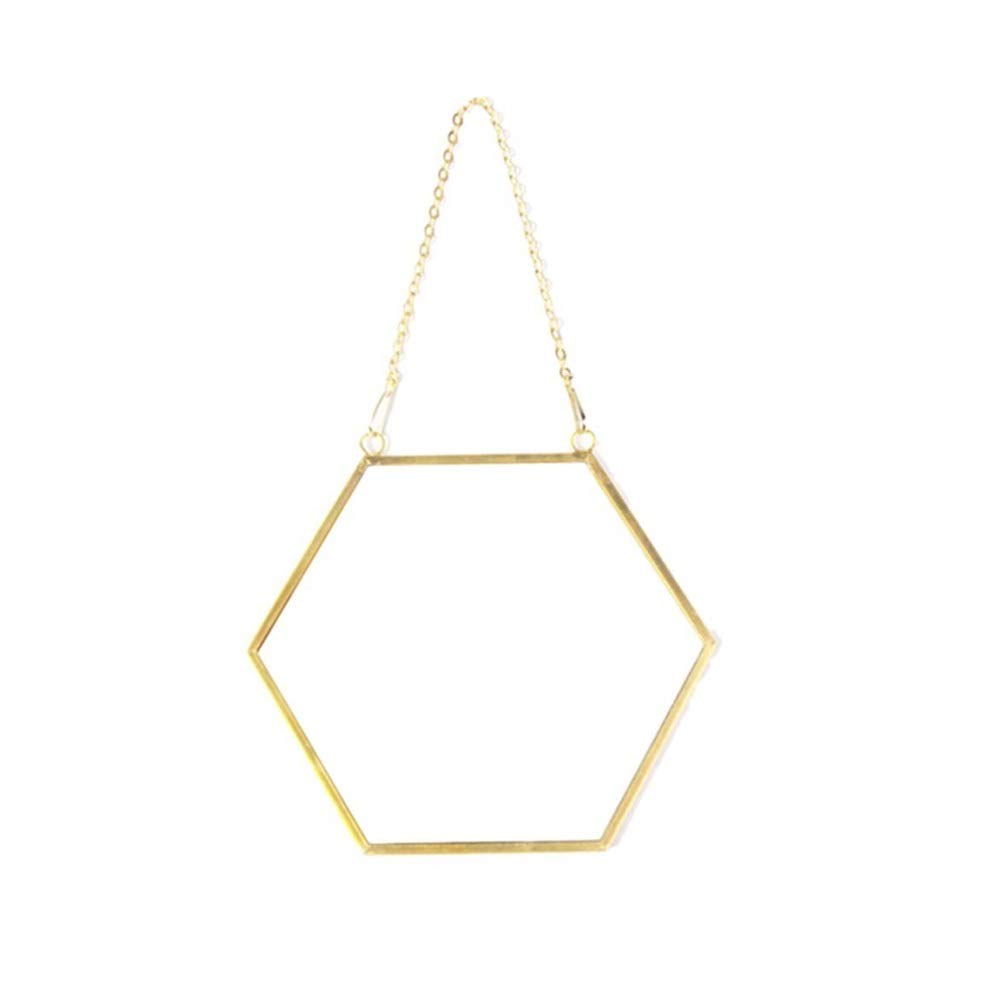 AIGUO Nordic Minimalist Hexagonal Wall Mirror - Golden Brass Geometric Bathroom Vanity Mirror 5.31×4.92in - Perfect for Entryway, Bedroom & Modern Home Decor