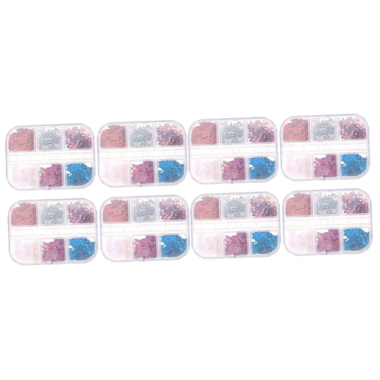 Lurrose 8 Boxes Nail Art Rhinestones - Flatback Butterfly Sequins, Hair Gems, Nail Diamonds & Glitter for DIY Nail Designs, Party Makeup & Wedding Accessories