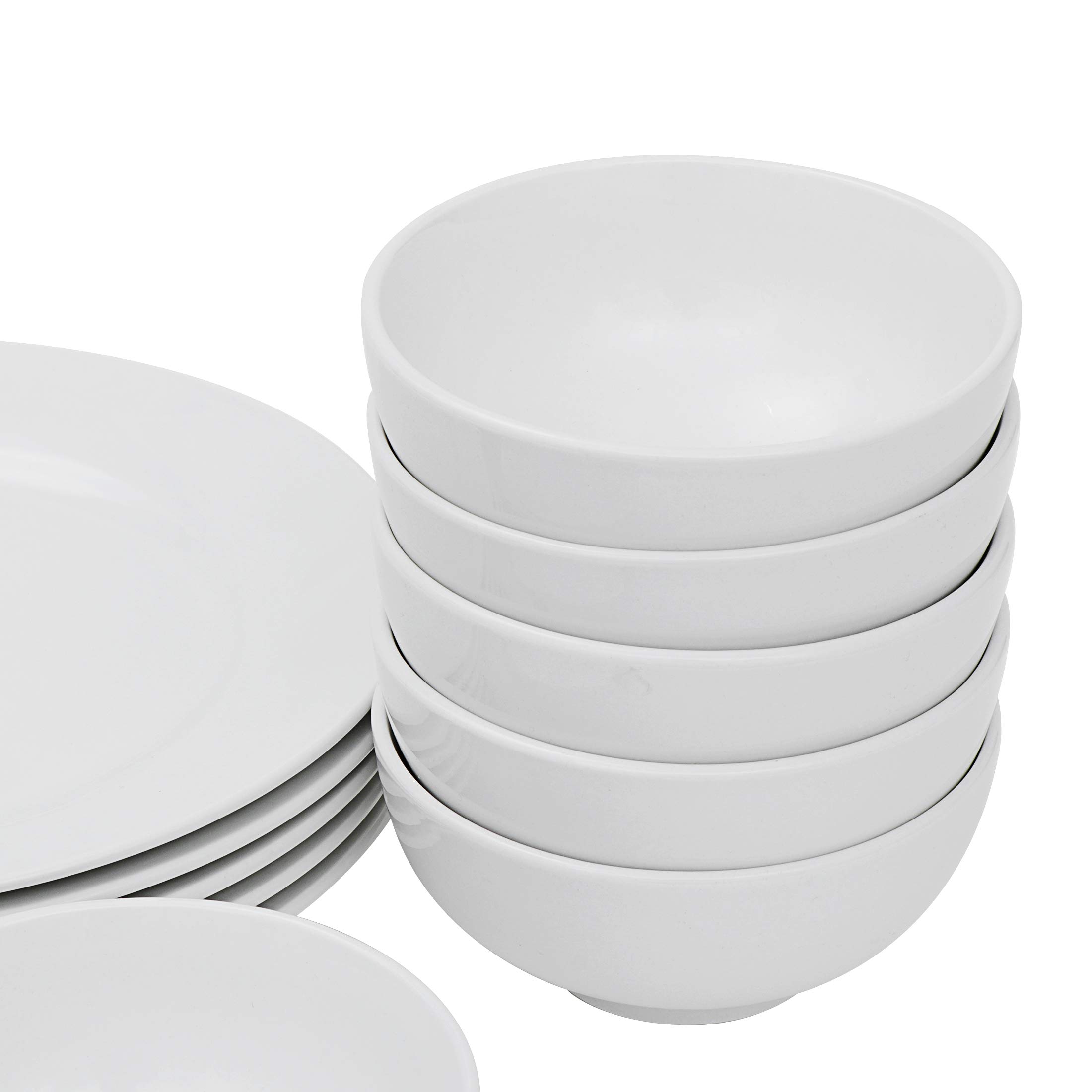 18-Piece White Porcelain Dinnerware Set - Round Plates, Bowls & Serving Dishes for 6 | Elegant Table Setting for Family Dinners, Holiday Entertaining & Restaurant Use