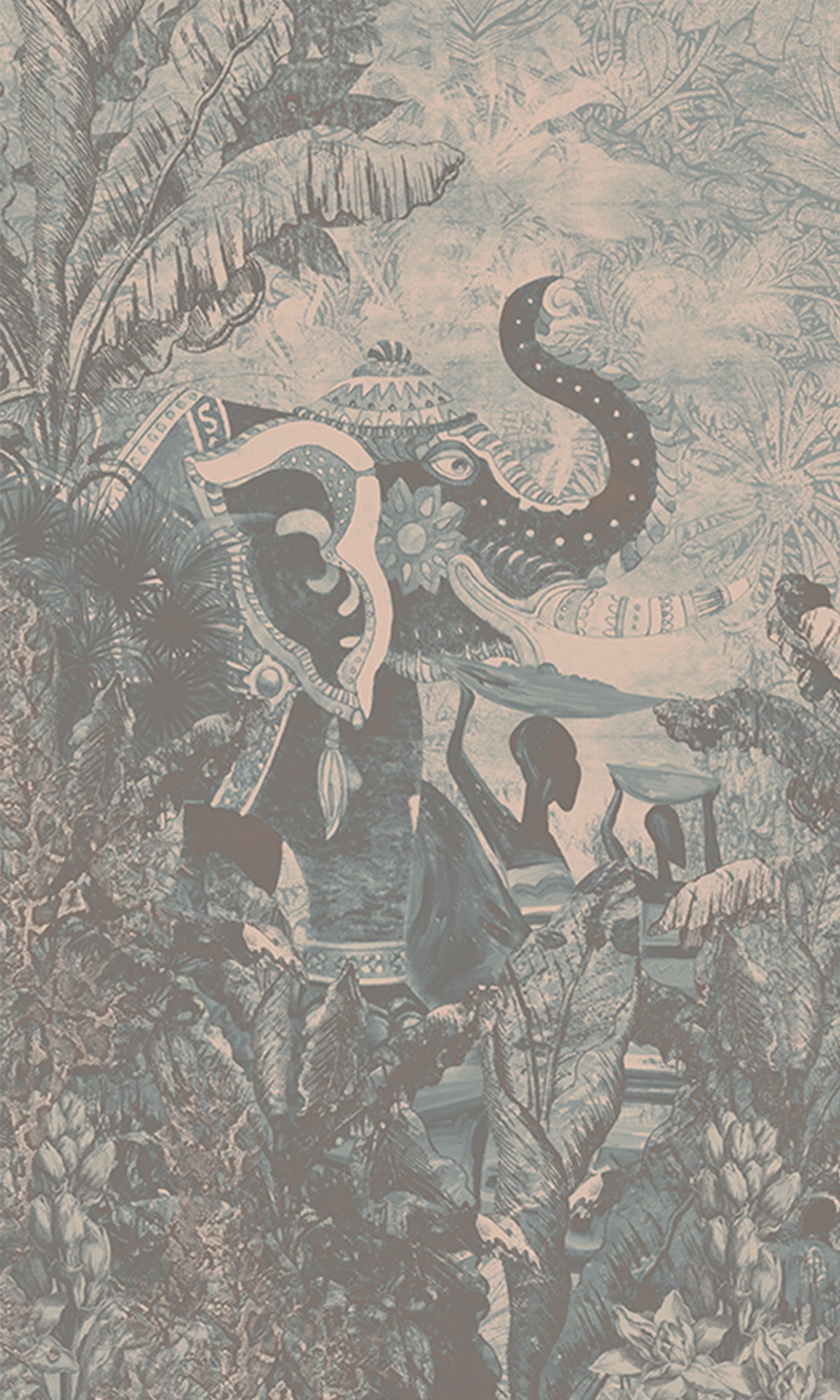 Ash Green Enchanting Tropical Jungle Mural Wallpaper M2553 - Peel and Stick Removable Wallpaper for Home Decor, Nursery, Living Room & Office