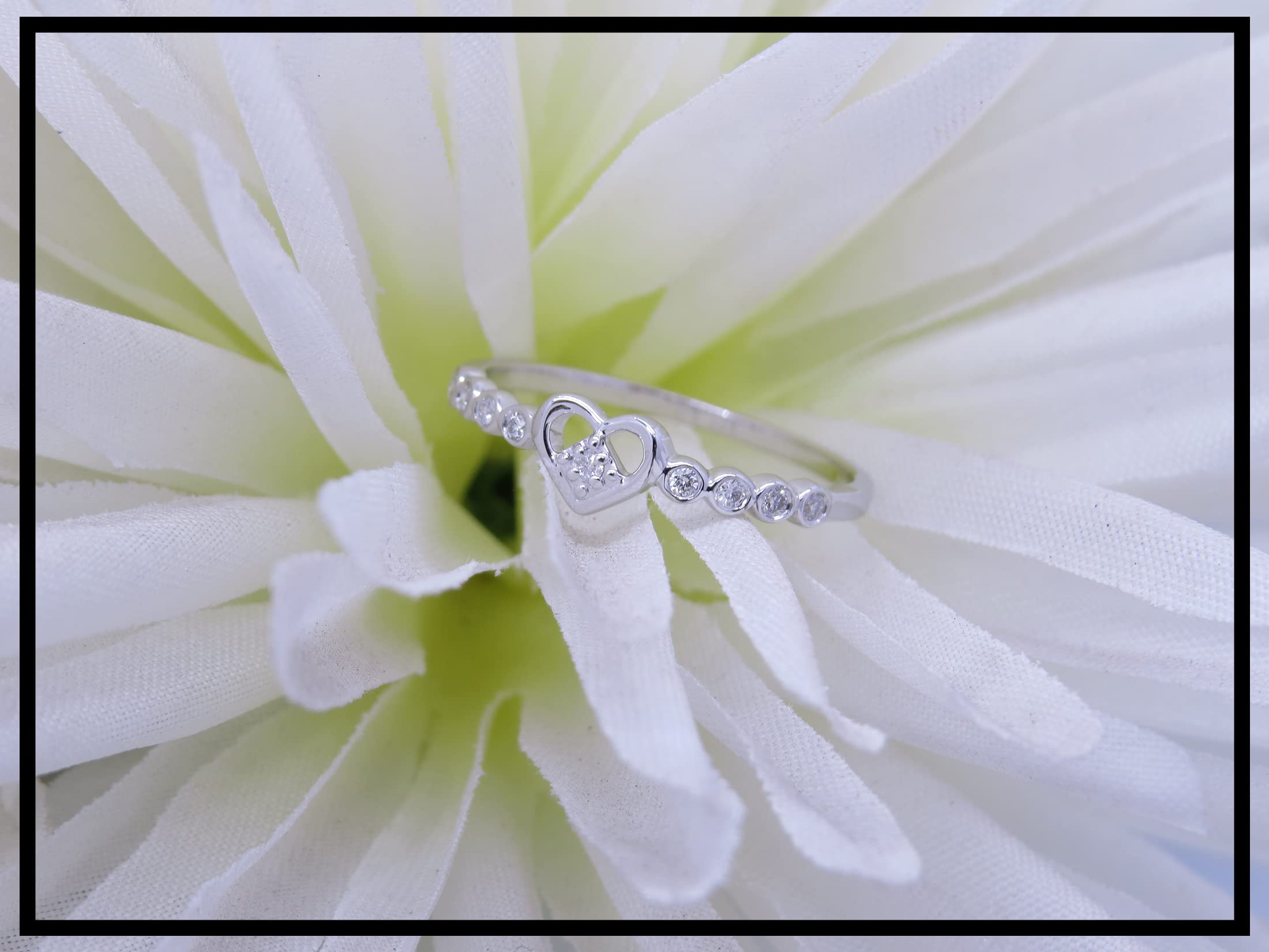Dazzlingrock Collection 10K White Gold Women's Round Diamond Heart Ring 1/10 CTW - Elegant Jewelry for Valentine's Day, Anniversary & Special Occasions