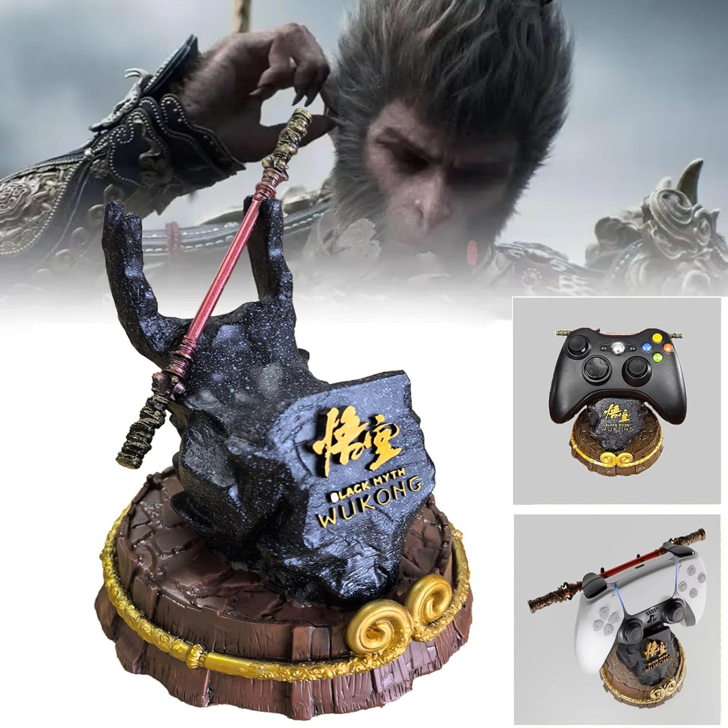 Black Myth: Xbox ONE PS5 PS4 PC Game Controller Stand - Detachable Bronzecloud Ruyi Staff Design for Steelseries Steam & More | Desktop Gaming Accessories Organizer | Perfect for Gaming Setups & Display Collections