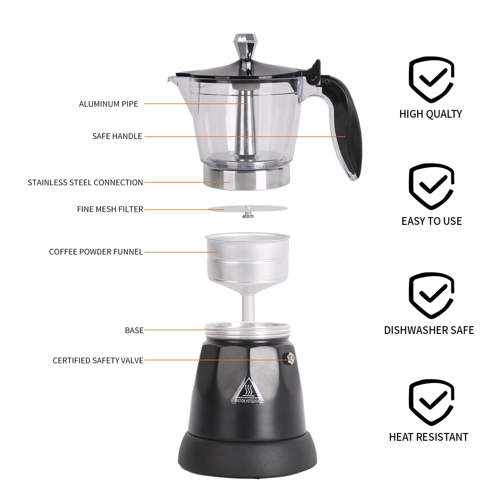 Premium 6-Cup & 3-Cup Electric Cuban Coffee Maker - Portable Espresso Machine with Detachable Base & Overheat Protection - Modern Cafeteras Electricas for Home, Office, Travel & Camping - Perfect Coffee Gift for Espresso Lovers