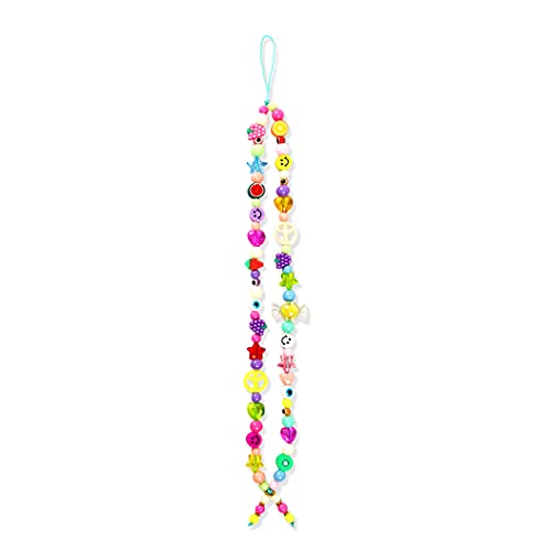 LUHUOH Smiley Face Beaded Phone Lanyard - Handmade Rainbow Phone Charm Strap with Wrist Strap & Keychain | Y2K Kawaii Phone Accessories for Women | Perfect for Phone Security, Fashion Accessory & Gift Giving