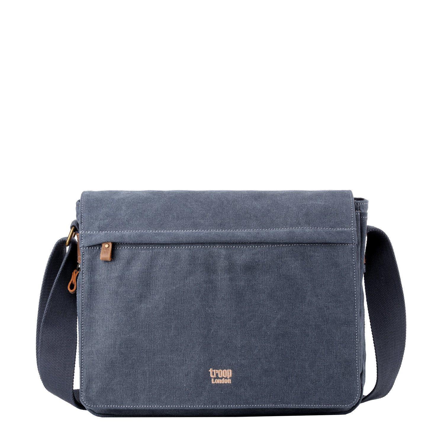 TRP0240 Troop London Classic Canvas Laptop Messenger Bag 16.5 Inch - Stylish Work & College Commuter Bag for Men & Women