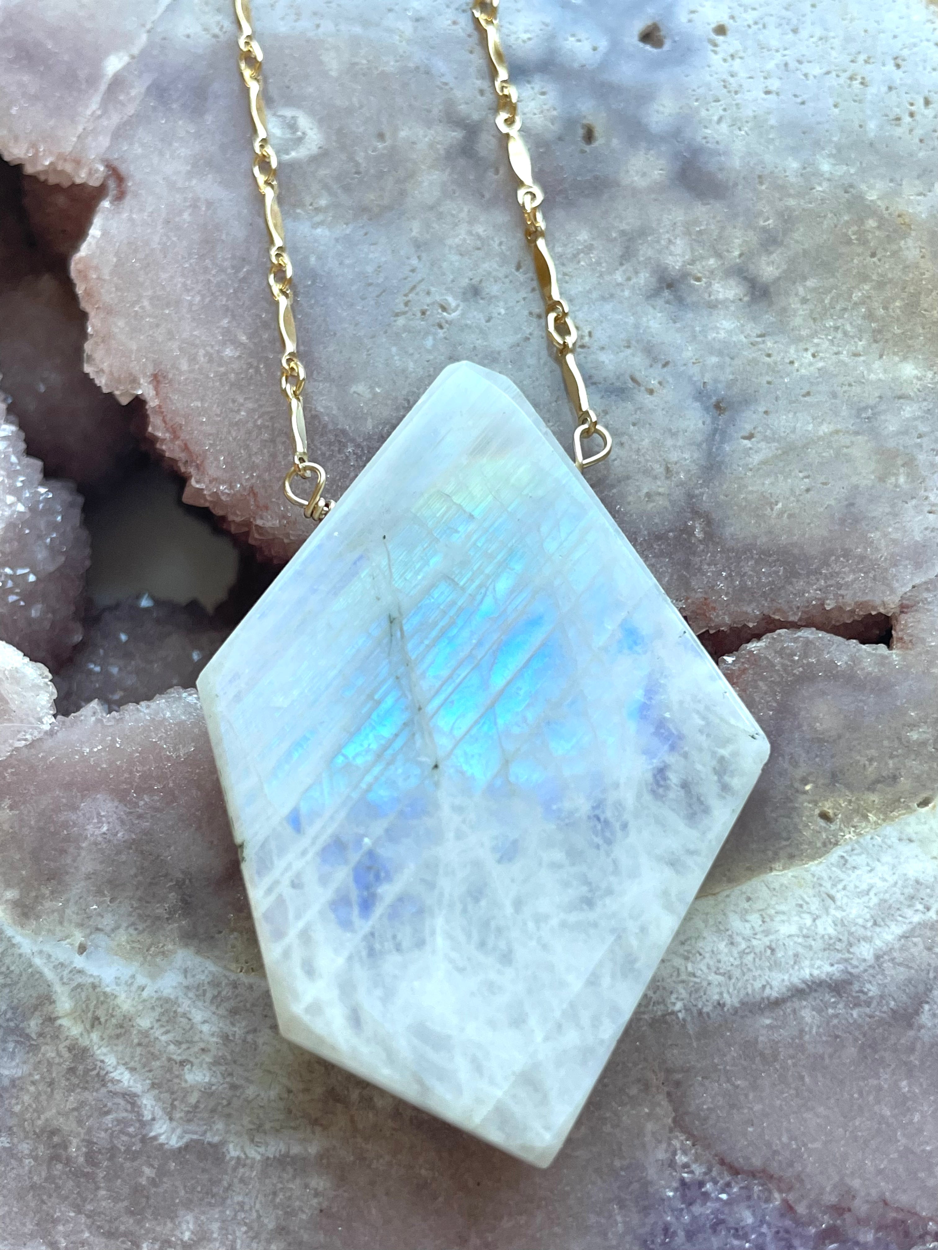 Moonstone Pendant Statement Necklace - 14K Gold Filled Boho Jewelry for Women | Perfect for Weddings, Parties & Everyday Wear