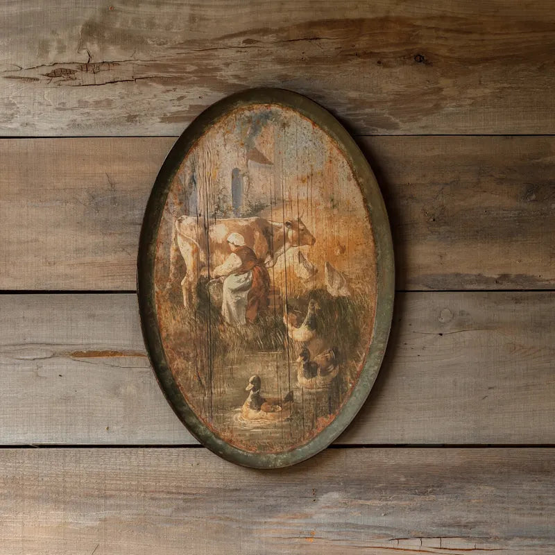Vintage Beurre Oblong Tole Tray - Antique French Style Decorative Serving Tray for Dining, Kitchen, or Home Decor | Perfect for Entertaining, Tea Parties, and Display