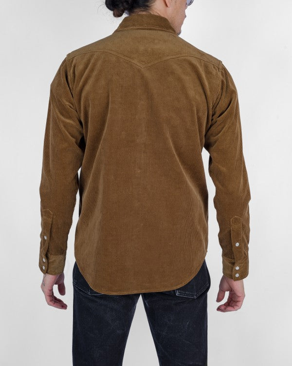 Iron Heart IHSH 398 11oz Corduroy Western Shirt in Camel - Durable Workwear for Cowboy Style & Outdoor Adventures
