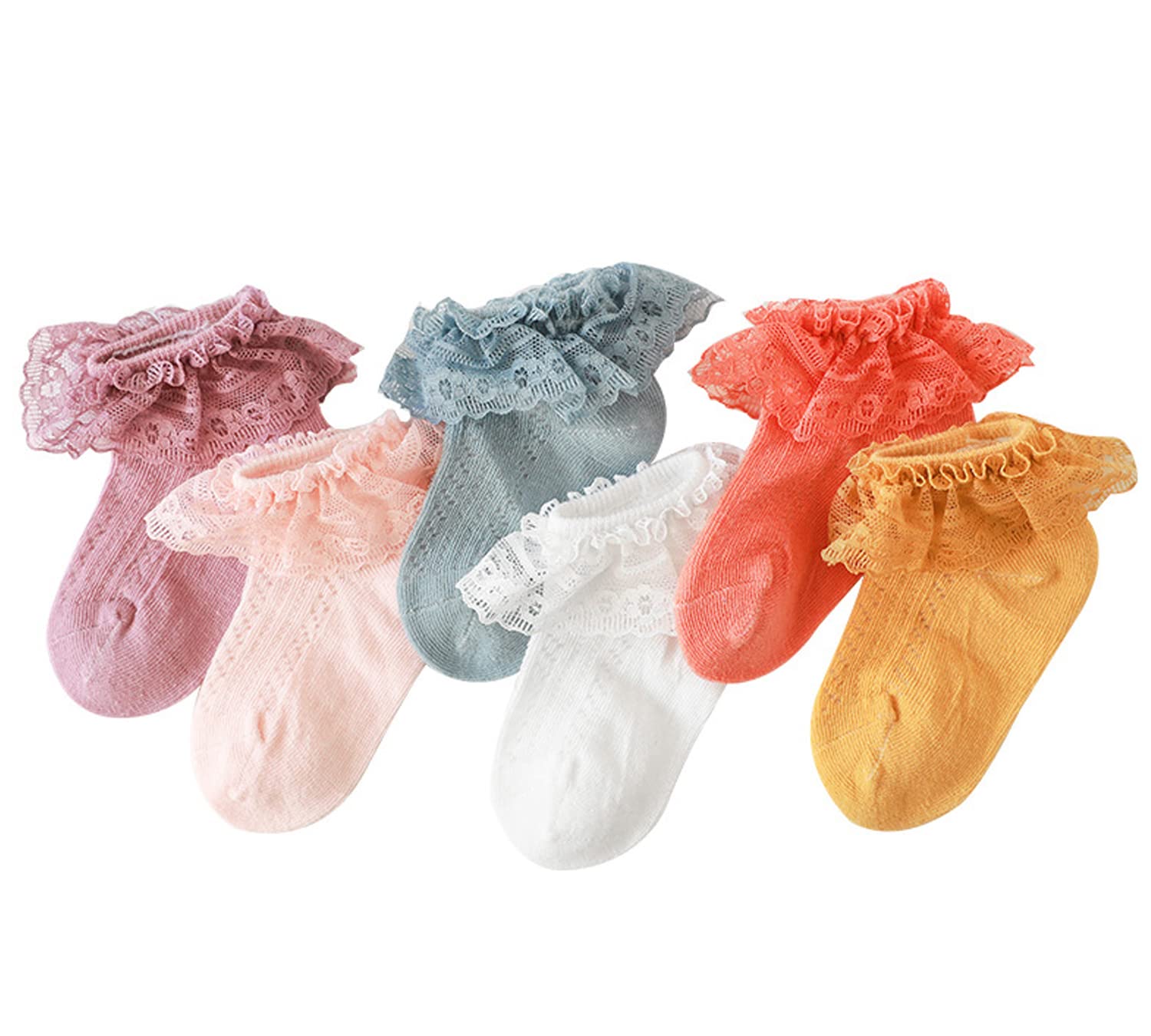 Baby Girl Lace Socks - Soft Frilly Ruffle Socks with Eyelet Details for Newborns & Toddlers | Perfect Gift Set for Special Occasions & Photo Shoots
