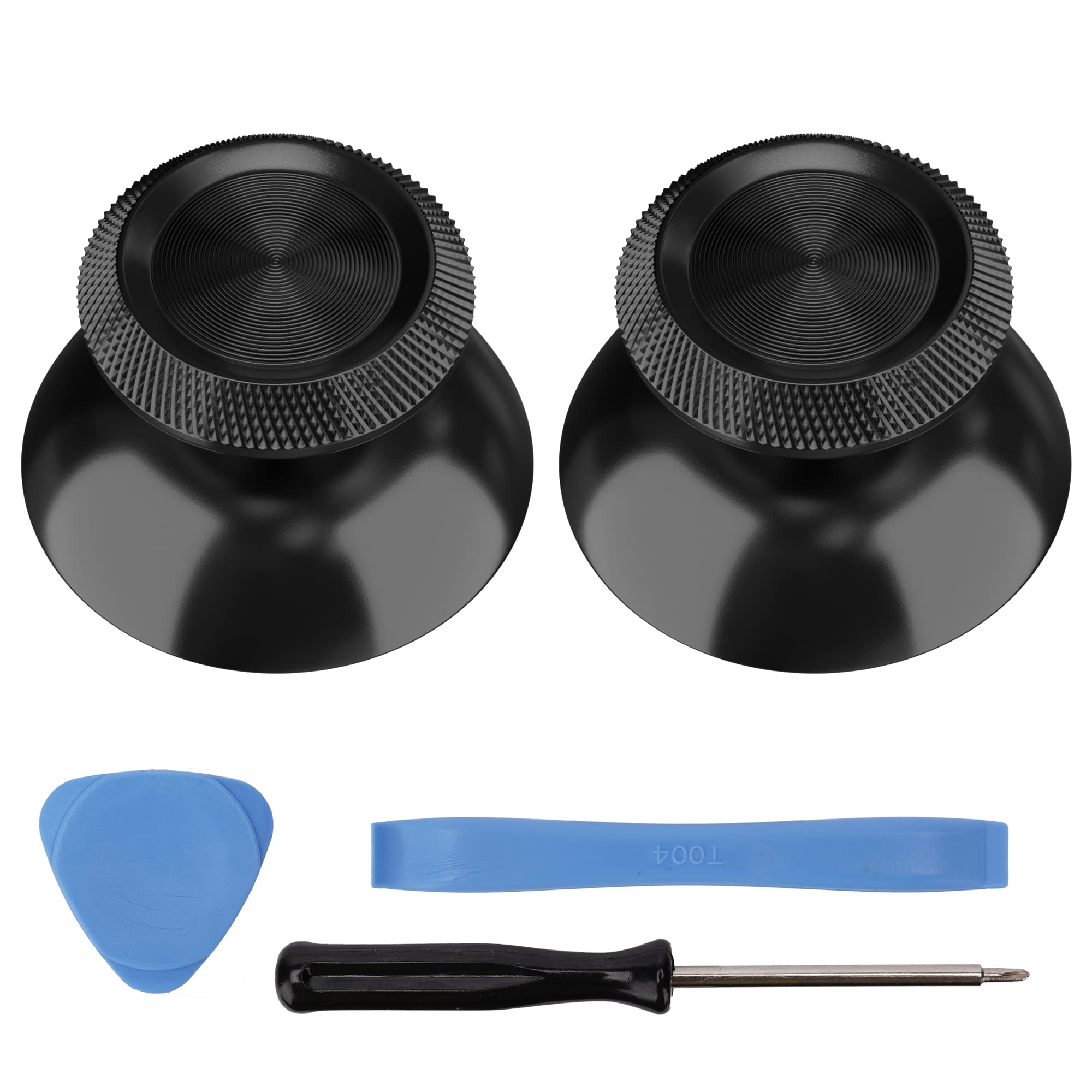 PS5 Metal Thumbsticks - Aluminum Joystick Replacement Kit for DualSense Controller (Black) - Gaming Accessories