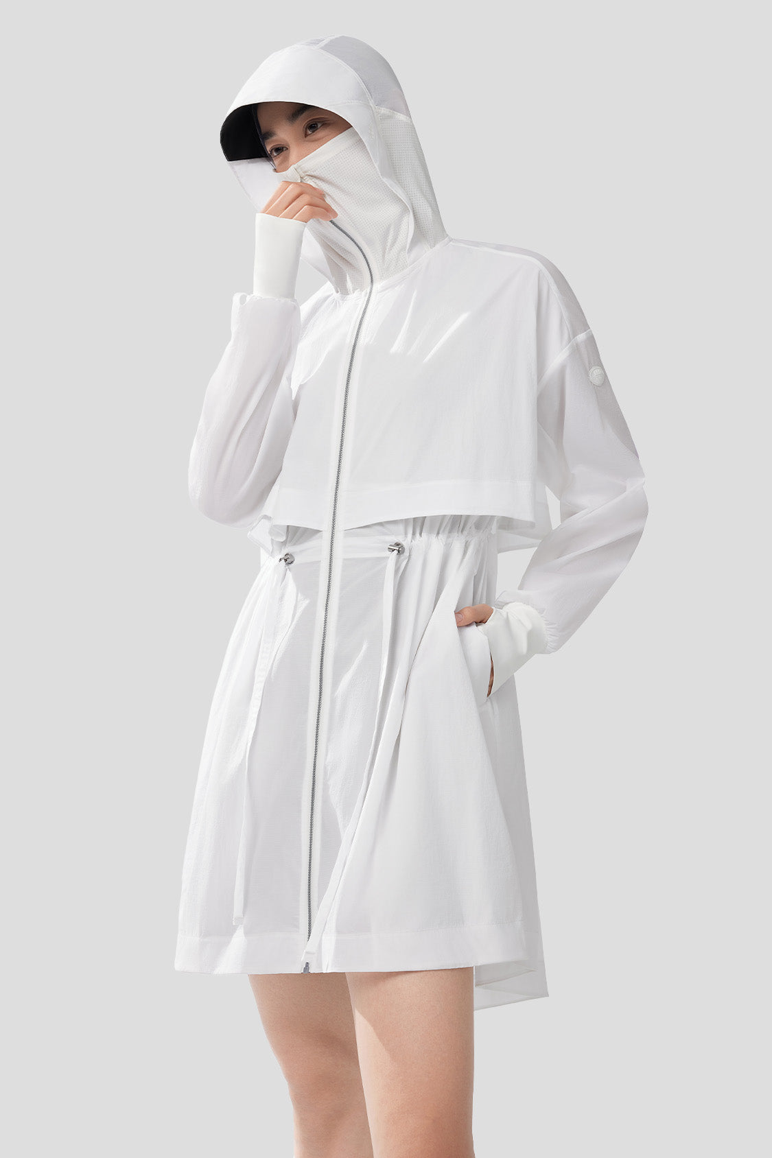AiryArtsy Women's UPF50+ Sun Protection Windbreaker Jacket - Lightweight Long Sleeve UV Shielding Coat for Outdoor Hiking, Running & Beach Wear