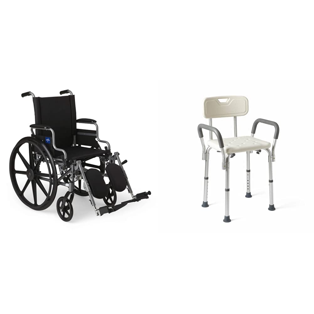 **Medline Lightweight Wheelchair with Flip-Back Arms & Elevating Leg Rests - 18