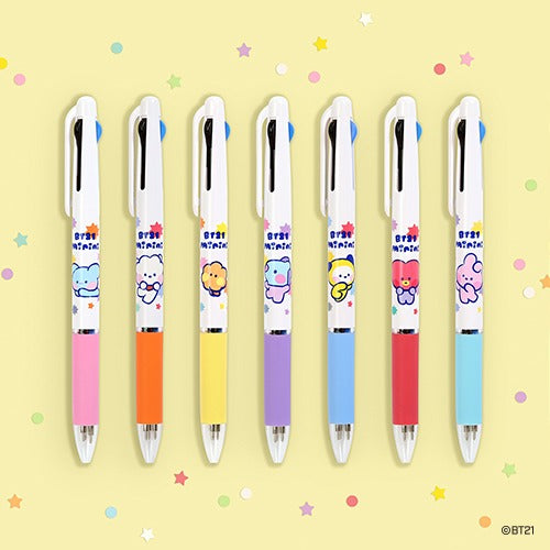 BT21 Minini 3-Color Ballpoint Pen - Chimmy Character Writing Pen for School, Office & Note Taking | Cute Korean Stationery Gift for BTS Fans
