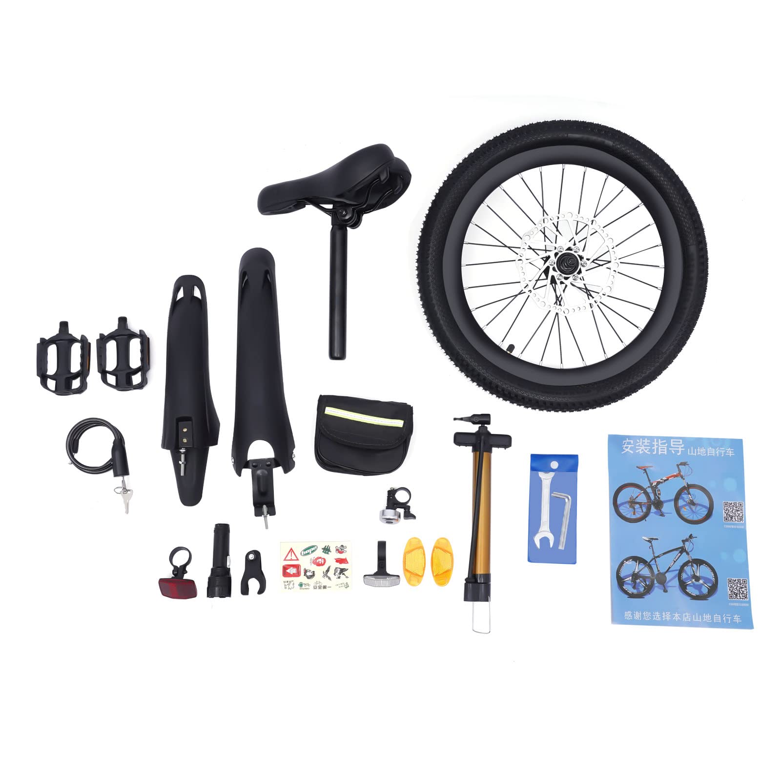 MEHOOSPVN 18 Inch Kids Bike for Boys & Girls Ages 5-9 - Lightweight Alloy Carbon Steel Mountain & City Bicycle with Disc Brake, Tire Pump & LED Flashlight - Perfect for Outdoor Adventures, Commuting & Neighborhood Riding