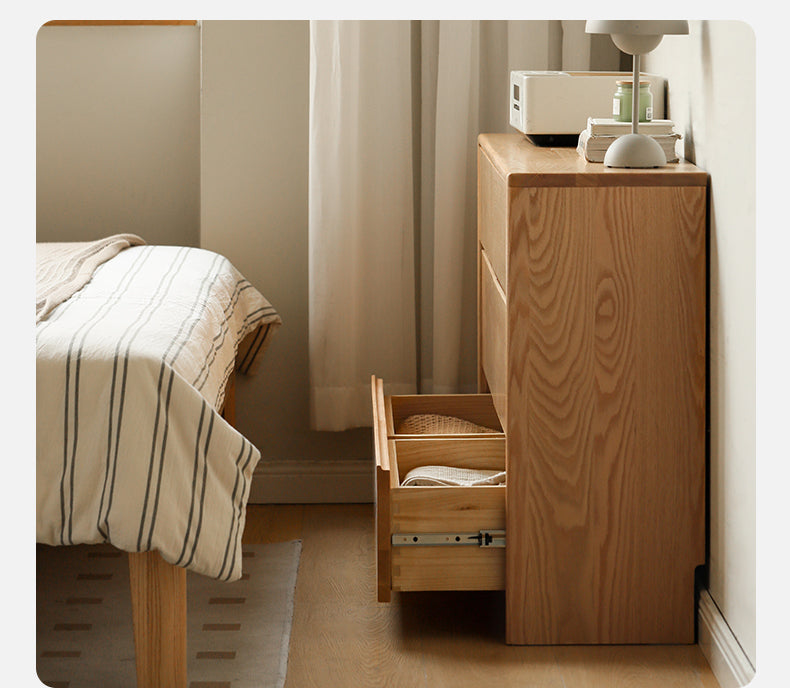 Solid Oak Wood Ultra Narrow Dressing Table - Compact Vanity Desk for Small Spaces, Bedroom, Apartment & Dorm Room