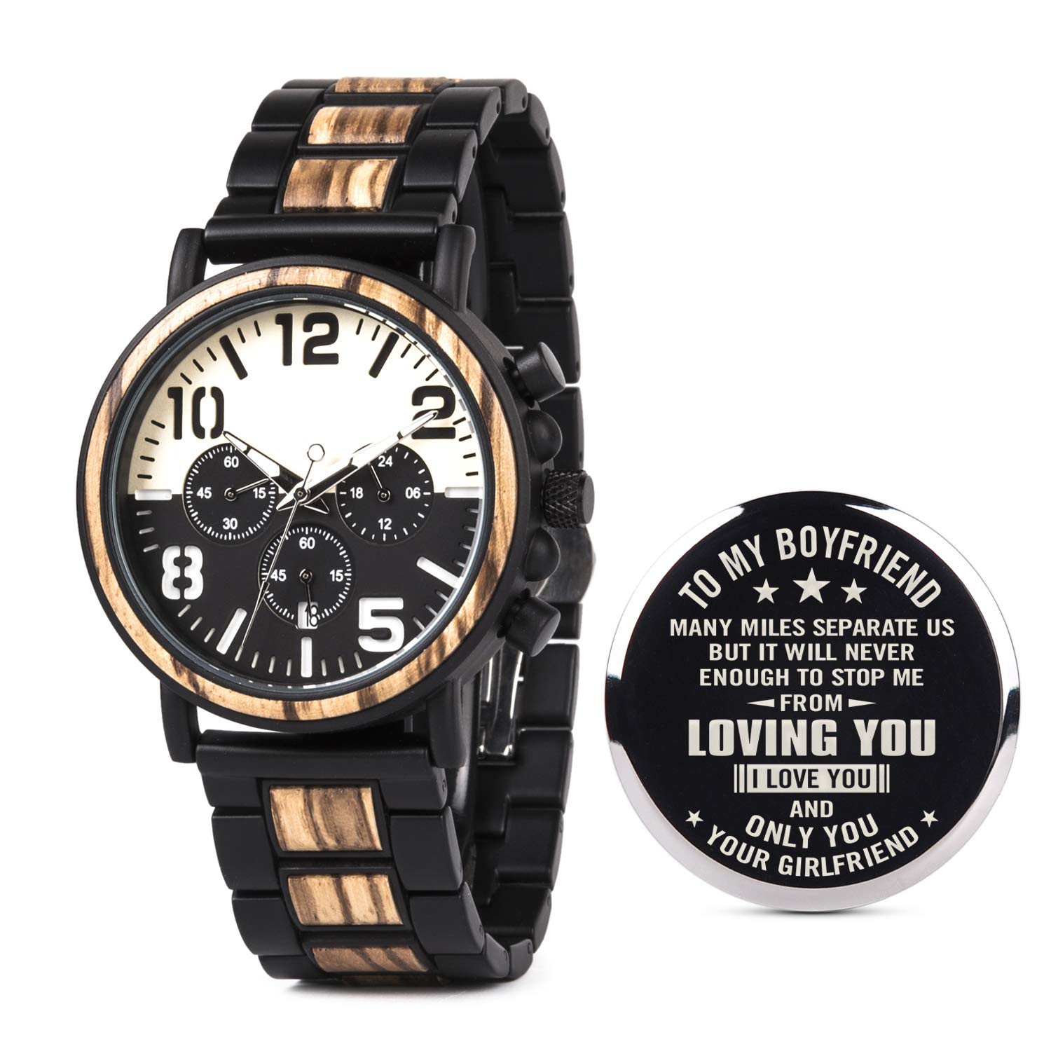 Personalized Engraved Wooden Watch for Men - Unique Custom Wooden Watch Gift for Husband, Boyfriend, Fiancé, Dad & Son - Handmade Wooden Wristwatch with Custom Engraving - Perfect for Anniversaries, Birthdays, Father's Day & Special Occasions