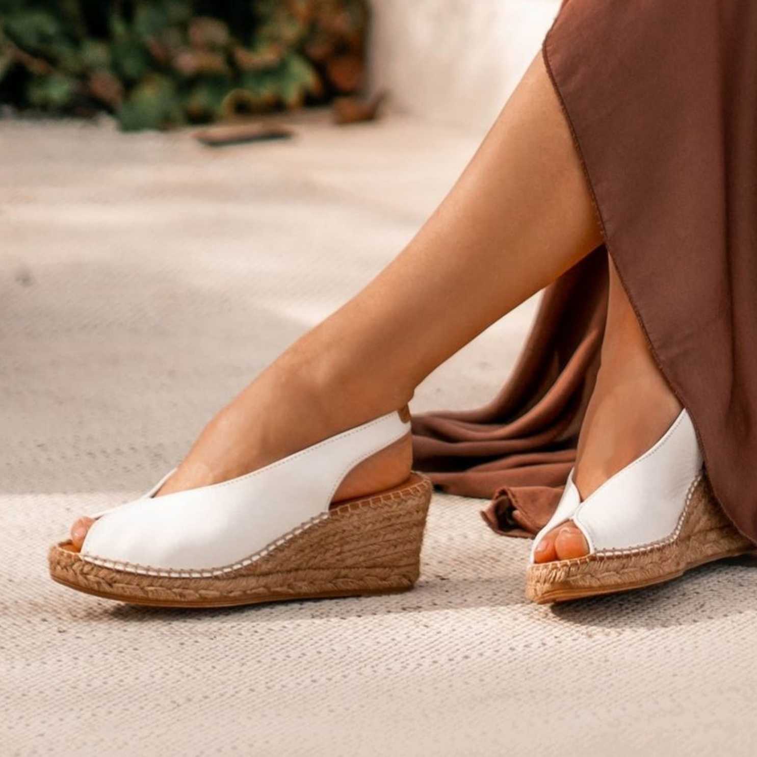 Women's Plain Leather Wedge Sandals - Laila P - Comfortable & Stylish for Casual Outings, Work & Summer Wear