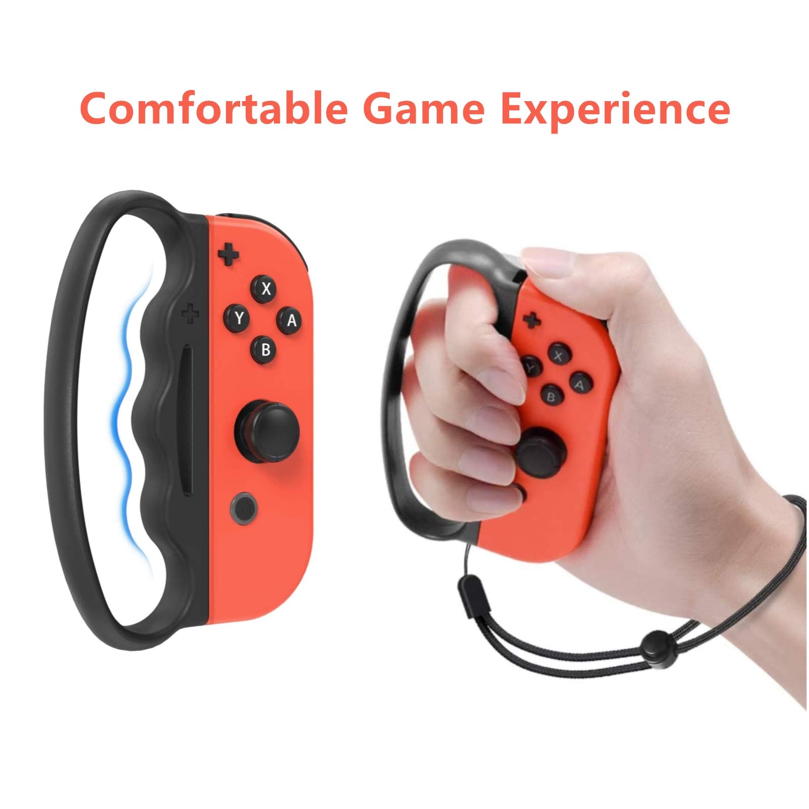 FANPL Upgraded Fitness Boxing Hand Grips for Nintendo Switch & OLED Model JoyCon - 2 Pack (Black) - Ergonomic Controller Accessories for Adults & Kids - Perfect for Ring Fit Adventure, Just Dance & VR Gaming