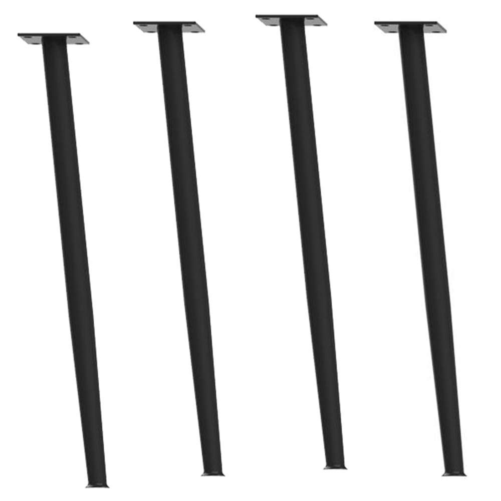 28 Inch Black Tapered Metal Table Legs - Heavy Duty Iron Furniture Legs with Screws & Floor Protectors (Set of 4) for Dining Tables, Desks & DIY Home Decor Projects