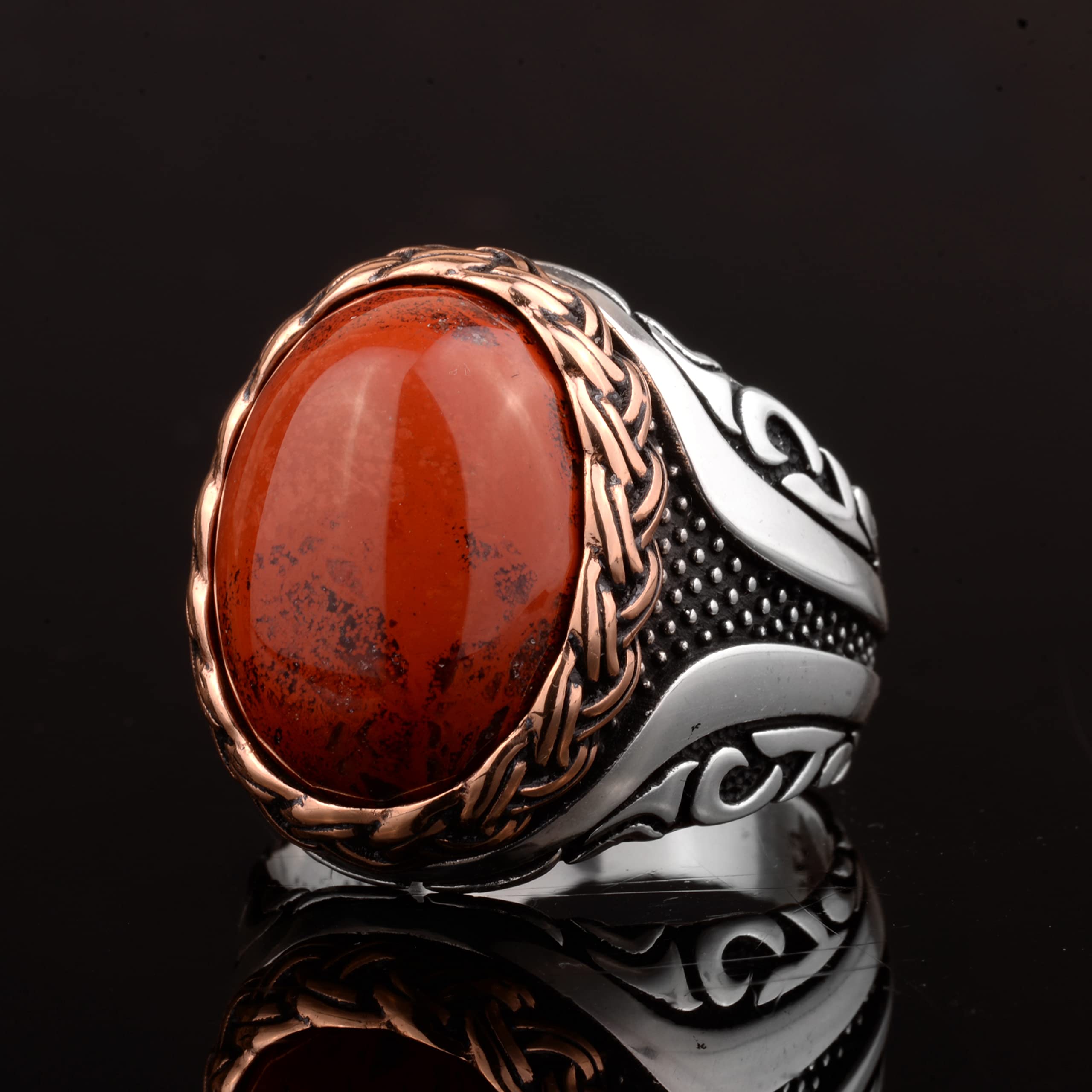 Authentic Natural Bloodstone Gemstone Handmade Sterling Silver Men's Ring for Healing & Protection – Perfect for Gifts, Meditation & Spiritual Jewelry