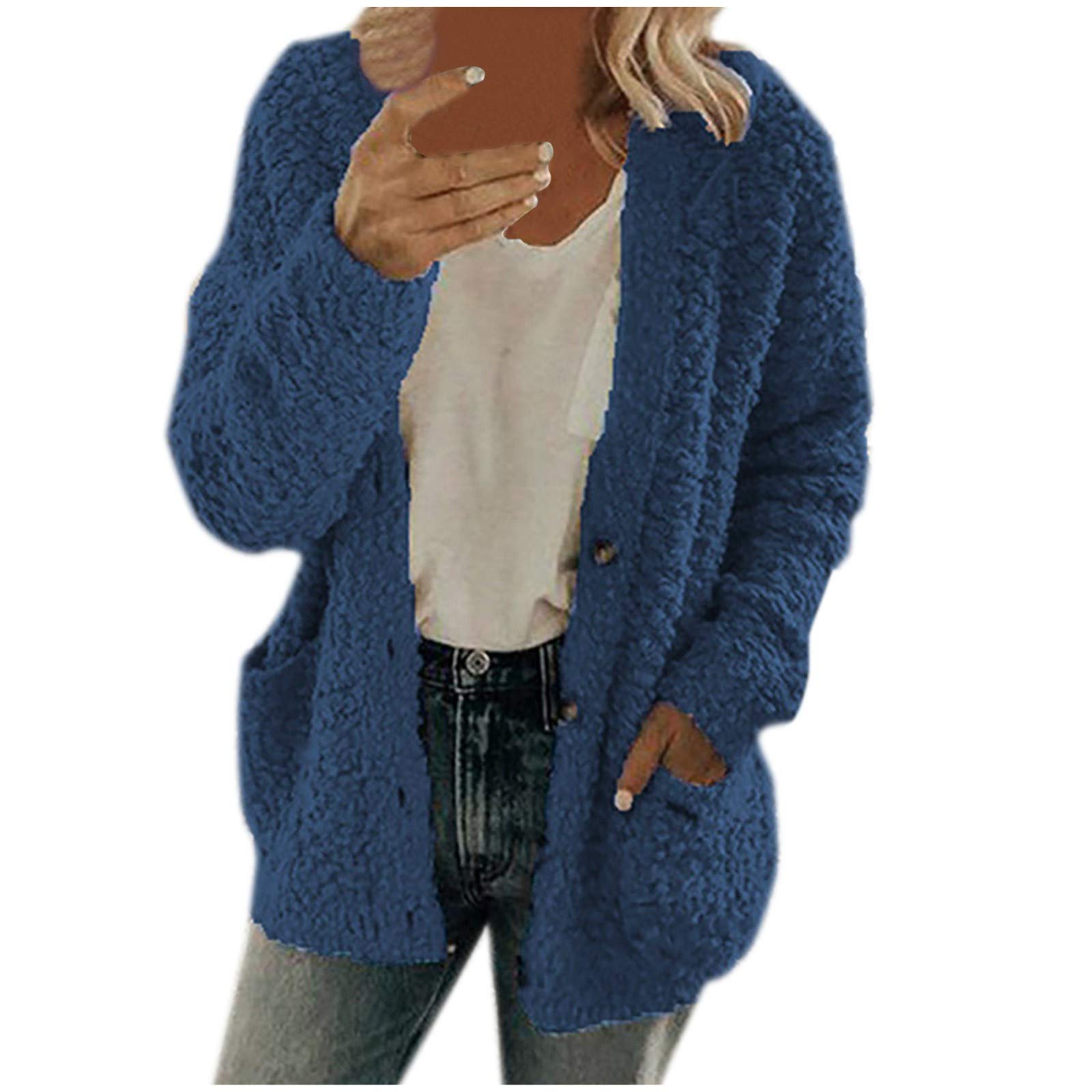 Women's Plus Size Sherpa Jacket - Soft Teddy Bear Fleece Coat with Button Down Design for Outdoor & Casual Wear | Cozy Winter Fashion