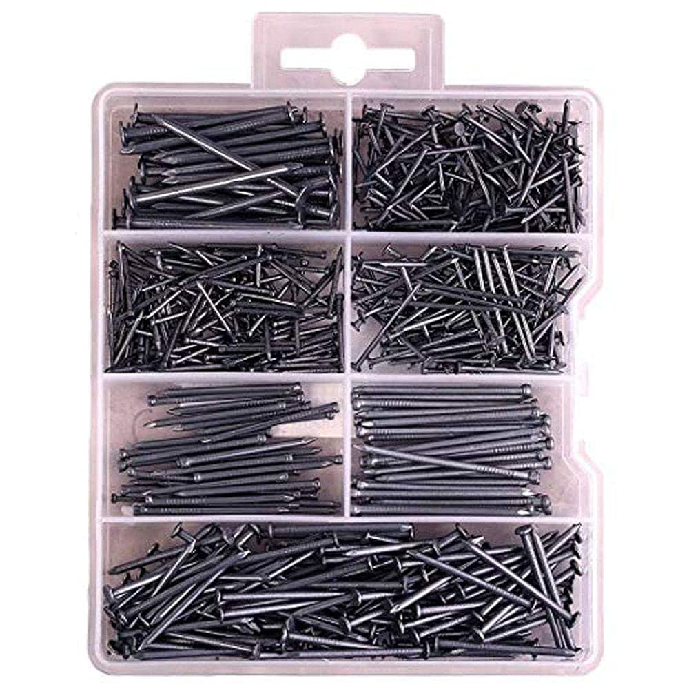 CT-DIY-HI-37164 DIY Craft Hanging Nails Kit - 150-Piece Assorted Brad, Finish & Common Nails in Durable Plastic Storage Box for Home Decor, Woodworking & DIY Projects