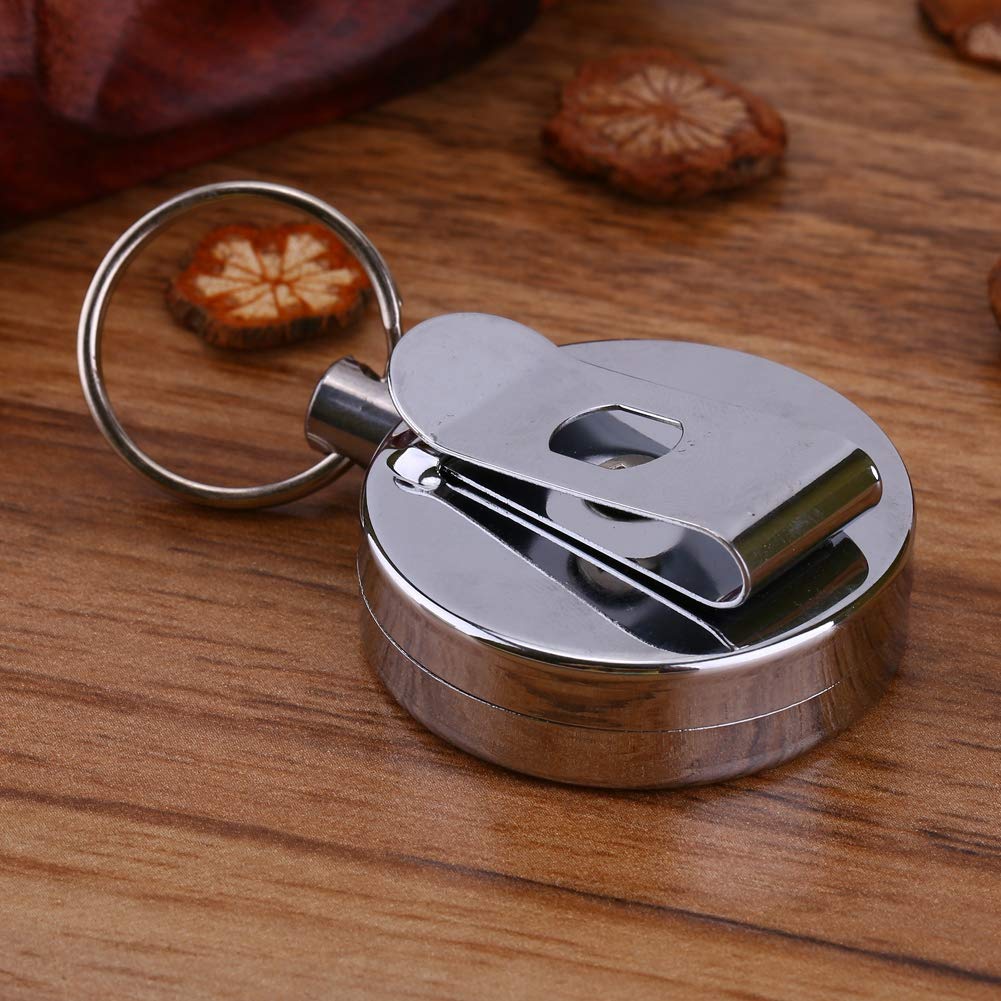 Ejoyous Heavy Duty Retractable Key Holder - Metal Key Reel Badge Holder with Telescopic Rope & Belt Clip - Perfect for Keychains, ID Cards, and Work Keys (Ideal for Office, Warehouse, and Outdoor Use)