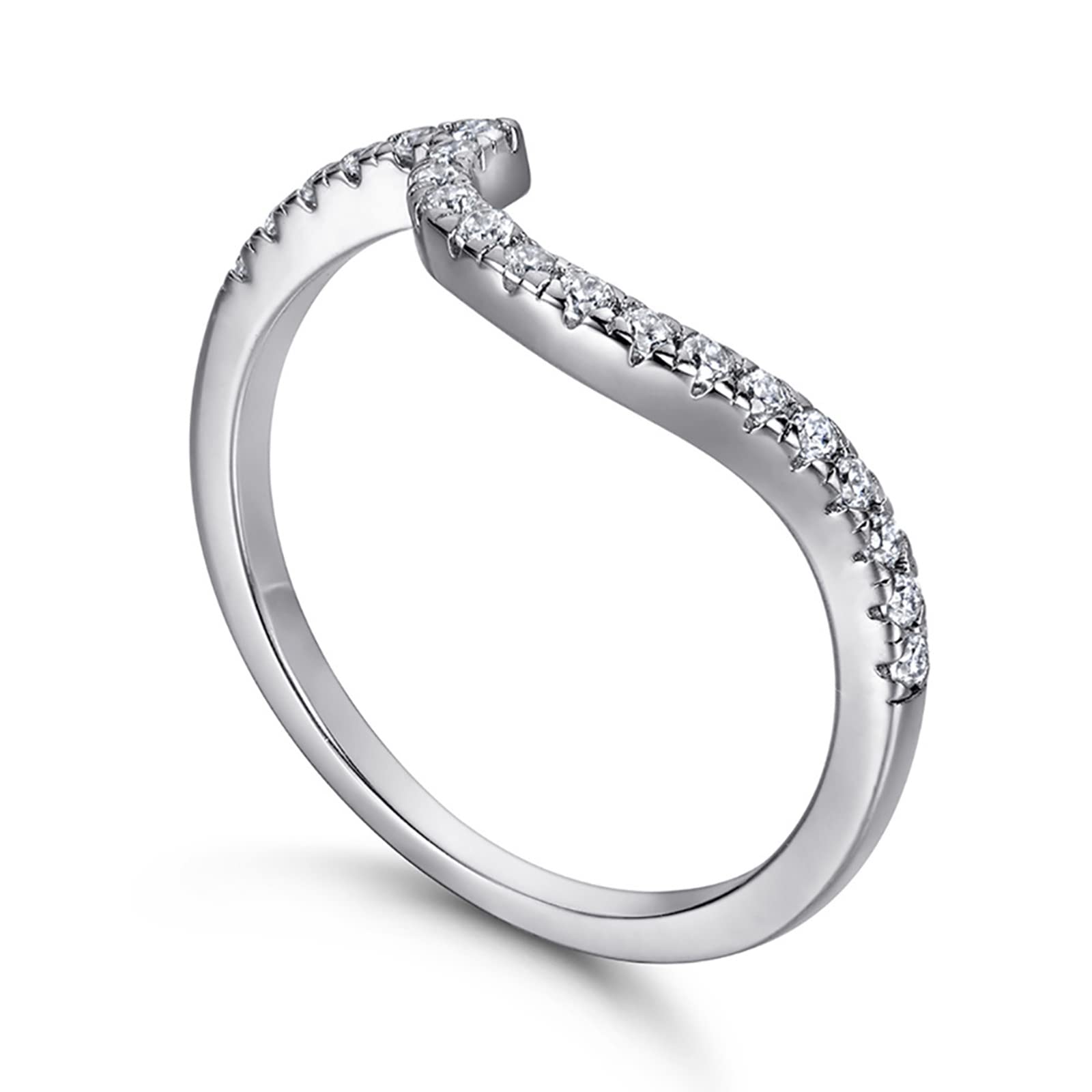 Elegant Sterling Silver & White Gold Twisted Wedding Ring for Women with Zirconia - Perfect for Engagement, Anniversary, and Bridal Jewelry Gifts