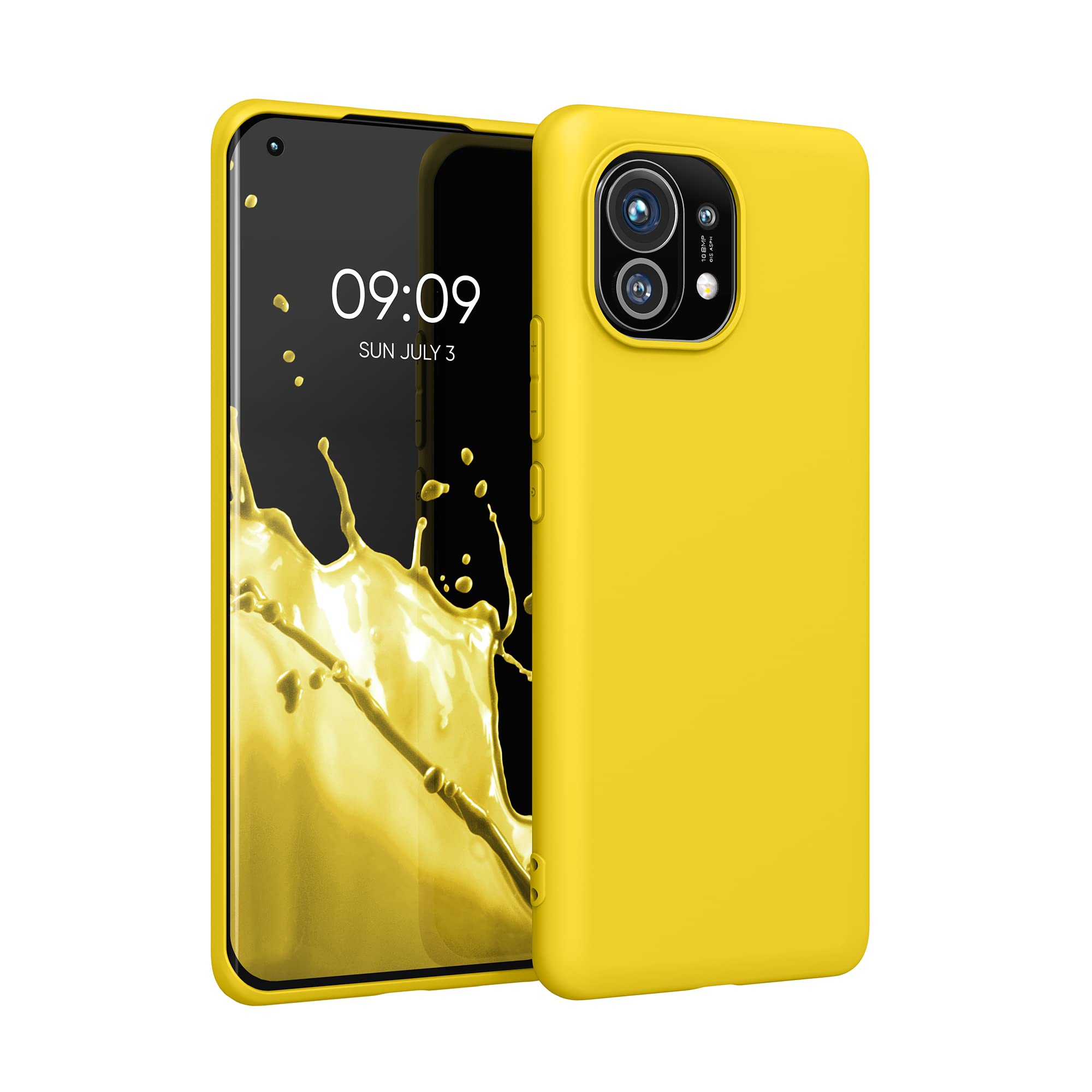 kwmobile Flexible TPU Phone Case for Xiaomi Mi 11 - Slim Protective Cover with Soft Smooth Finish in Radiant Yellow - Perfect for Everyday Use, Work & Travel Protection