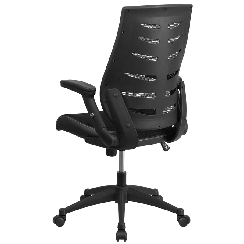 Premium Ergonomic High Back Office Chair - Black Mesh Executive Swivel Chair with Adjustable Height & Flip-Up Arms for Home & Business Use | Comfortable Computer Desk Chair for Long Work Hours
